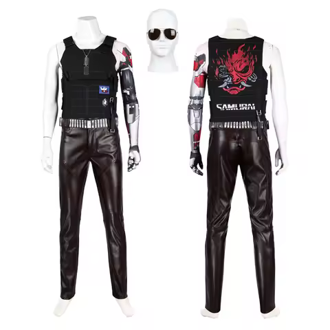 Johnny Silverhand Cosplay Costume 2077 Johnny Vest Pants Accessories Fullset Outfit Halloween Carniv