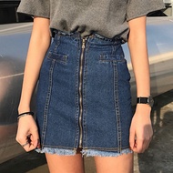 Spring and summer women s new Korean version of Flash slim Joker skirts high waist denim skirt bag h