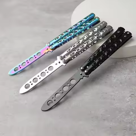 Portable Butterfly Training Knife Foldable CSGO Balisong Trainer Pocket Flail Knife Uncut Blade Butt