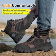 New Safety Shoes Safety Boots Men's Steel Toe Shoes Kevlar Anti-puncture Safety Protection High-top Shoes Anti-smashing Steel Toe Shoes Anti-slip Wear-resistant Steel Toe Shoes Kev
