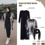 One Set for Women (Outer Arwen, Inner Dress, Bella Square) Korean Trend Beach Party Outfit