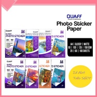 QUAFF 135GSM Glossy Inkjet Photo Sticker Paper | 90GSM A4 Size