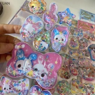 YUAN เคสโทรศัพท์1แผ่นตกแต่งแบบ DIY Y2K ลายหมีย้อนยุคสติกเกอร์3D เลื่อมรูปกระต่ายสติกเกอร์สำหรับติดกร