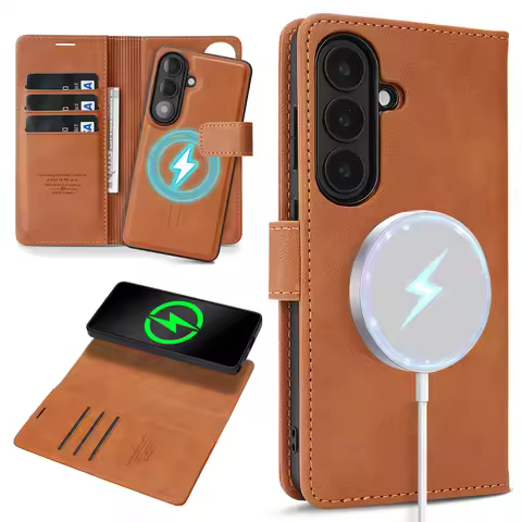 For Samsung Galaxy S26 Ultra S25 Plus S24 S23 S26U S25U S24U 2 In 1 Flip Leather Case For Magsafe Wi