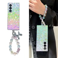 GANTUNGAN HP Aurora Case Rainbow Wavy Luxury Elegant Looks Cute Marble TPU Unique Cool With Chain Ha