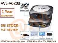 AVL HDMI Extender Via Cat 6 Cable  HDMI Video Audio Transmitter Receiver 1080P60Hz 60m Via RJ45 Cat 