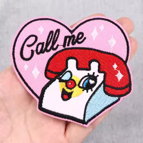 Call me Phone Iron On Patch Patches For Clothing Embroidered Patches On Clothes Decor Cartoon Patch