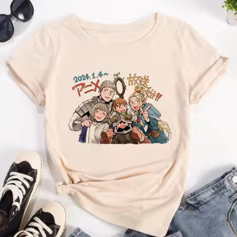 Dungeon Meshi top women funny manga comic top girl manga clothing