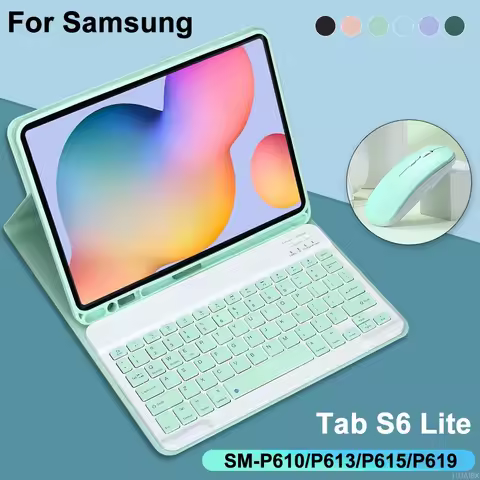 For Galaxy Tab S6 Lite 10.4 Inch Case with Keyboard, Detachable Keyboard Cover for Samsung Tab S6 Li