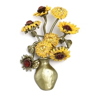 Creative Design Enamel Van Gogh Sunflower Brooch Yellow Flower Vase Brooches Woman Party Accessories
