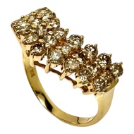 Size 10 V-shaped diamond ring, total 1.00ct, K18 gold, 2.8g, women's. [Used]