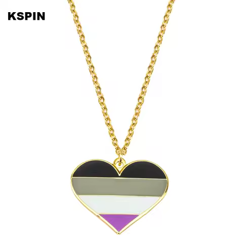 Asexual Rainbow Pansexual pride Genderqueer pride Asexual Pendant Necklace Rainbow Heart Necklace