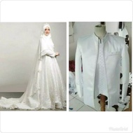 gaun pengantin muslimah coupple set syari gaun walimah gaun akad
