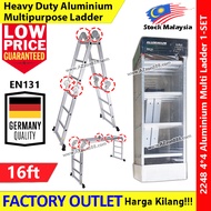 【4*4ft 16step】Black Multipurpose Aluminum Ladder Folding Tangga #Germany #Black #150KG #多功能 #楼梯 #224