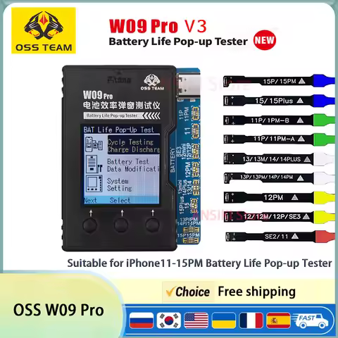 OSS W09 Pro V3 Battery Life Pop-up Tester for iPhone11-15PM Detection Modify Battery Efficiency 100%