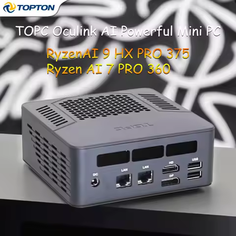TOPC Mini PC AMD Ryzen AI 9 HX 370/365/7 PRO 360 Gaming Computer, OCuLink & USB4.0, 2x DDR5/2x PCIe4