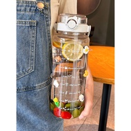water bottle bottle Double Drinking 2,000ml Graduated Straw Men Women Water Cup