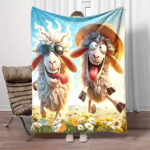 Funny Sheep Blanket Throw Fleece Cozy Novelty Gift Cute Farm Animal Home Decor Xmas Plushie