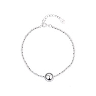 [Veyla Gems] 925 Silver Beaded bracelet with Simulants Pearl or Silver ball  8mm fit up to 18cm