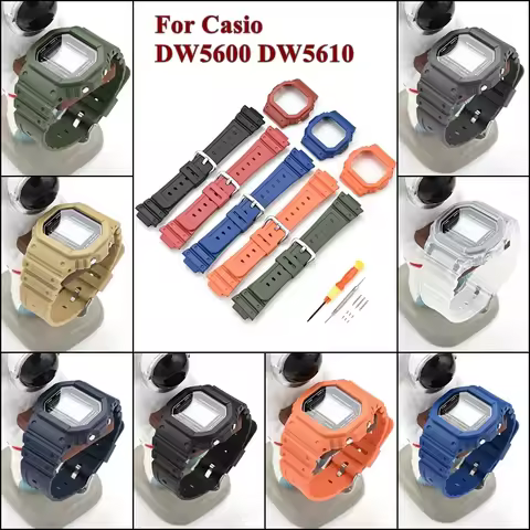 Resin Silicone Watch Strap Case Set for Casio Gshock DW5600/5610 DW5600HR/GW-M5610 GW-B5600 Sport Wa