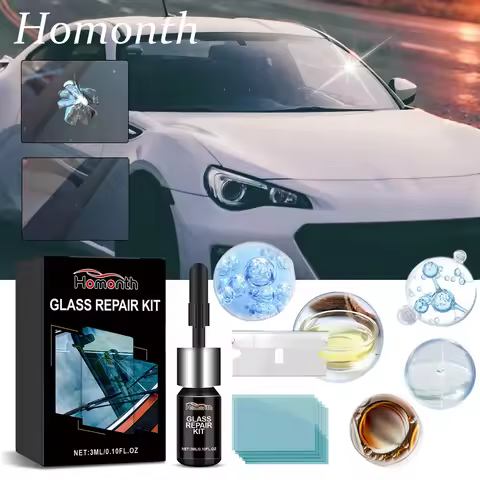 Homonth Car Windshield Repair Kit Strong Adhesion Repair Cracked Glass Restore Original Beauty Water