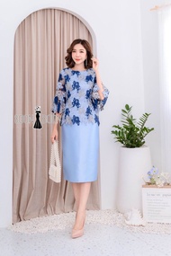 มี3สี ชุด2ชิ้น เสื้อ+กป.ผ้าไหมสั้น ออกงาน M-XL ชุดแม่เจ้าสาว ชุดแม่เจ้าบ่าว ชุดไทยประยุกต์ ชุดเซ็ท ช