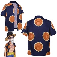 Two-Dimensional Anime One Piece Luffy cos Clothing Sunflower Shirt Halloween Comic Show cosplay Men Summer Short-Sleeved Hat