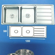 Ready Stok Kitchen Sink Kossai K12050B, Bak Cuci Piring 2 Lubang Dalam