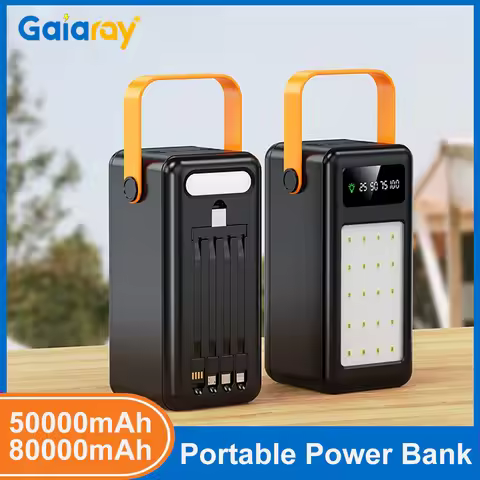 50000mAh 80000mAh Portable Power Bank Fast Charging External Battery Outdoor Camping Emergency Power