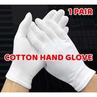 1Pair White Hand Glove Cotton Sarung Tangan Kapas Tebal Cotton for Work Beauty Fashion Costume Jewel
