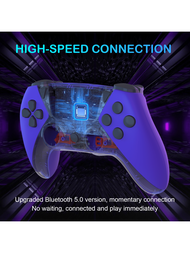 Euobon Elite Wireless Ps4控制器帶有遠程遊玩、scuf和turbo功能,帶背鰭的無線搖桿控制器,專為playstation 4 / Steam / Pc / Os / Android量身定制,紫色,與家人和朋友共度快樂的遊戲時光。