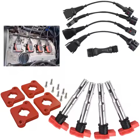 4 to 5 contacts 2.0T Ignition Coil ICM Harness R8 Coilpack Plates Coil Pack Full Set For 97-99.5 1.8