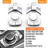 Silver Interior Car CIC IDrive Multi Media Knob Menu Buttons Replacement For BMW E60 E61 E63 E64 E81