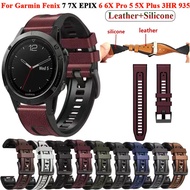 26 22MM Silicone Leather QuickFit Watchband Strap For Garmin Fenix 7X 7 6X 6Pro 5 5X 3HR Smart Watch Easyfit Wrist Band Bracelet