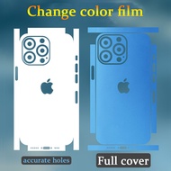 [เปลี่ยนสี] สติ๊กเกอร์ด้านหลังสำหรับ IPhone 15 14 Plus 13 12 11 Pro Max XS Max XR 360° คลุมทั้งหมดป้องกันหน้าจอด้านหลังพร้อมกรอบฟิล์มป้องกัน