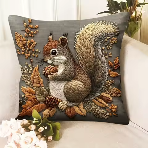 Squirrel Pillow Cover: Nature's Artistry for Your Home Sofa cushion cover, home decoration, 2D print