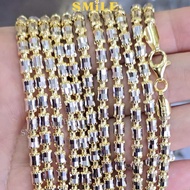 สร้อยคอเงินแท้ 92.5% Italy ชุบ2กษัตริย์ (WG+G) ลายปล้องอ้อยคริสตัล Diamond cut 4mm.