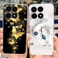 สำหรับ Honor เคส X8a CRT-LX1น่ารักลายแมวผีเสื้อเคสซิลิโคนนิ่มเคสโทรศัพท์สำหรับ Honor เคส X8a ขนาด6.7