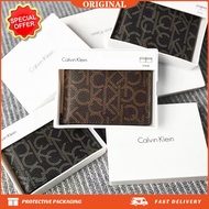 * Original Ready Stock * Calvin_Klein CK Print Men's Wallets Fashion Men's Logo Bi Fold Wallet Gift