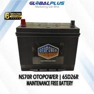 Otopower NS70R 65D26R /75D26R/ 80D26R Maintenance Free Battery For proton Wira, Perdana V6, Toyota H