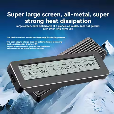 A40I M.2 NVME/NGFF SSD Enclosure with Display Screen Intelligent Digital Health Detection USB3.2 Typ