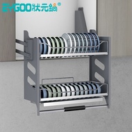 [In stock]Kitchen Wall Cupboard Lifting Basket High Cabinet Cabinet Drop-down Dish Rack House Dish Rack Stainless Steel Automatic Rebound