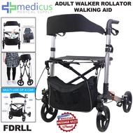 Medicus FDRLL with Bag  Adult Walker Medical Supplies Foldable Heavy Duty Rollator, Seat Wheels and