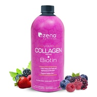 Zena Nutrition Liquid Collagen Peptide + Biotin | Liquid Collagen for Women and Men | 2500mg Verisol