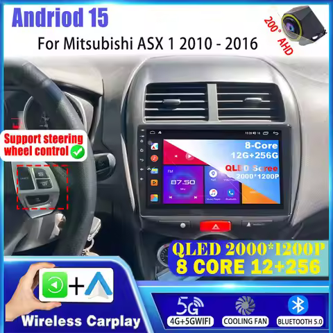 Android 15 For Mitsubishi ASX 1 2010 - 2016 5G+WIFI Stereo Car Radio Multimedia Video Player GPS AI 