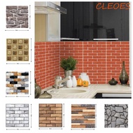 CLEOES Self Adhesive Tiles, Peel and Stick Stone Grain Imitation Brick Kitchen Wall Sticker, Retro 3D Oil Proof Not Fade Cobblestone ​Imitation Brick Bathroom