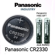 Panasonic CR2330 3V Lithium Battery - NEW STOCK EXPIRY 12/2030 - FOC Panasonic 2 x AAA EHD Battery