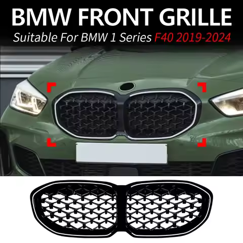 LED Front Grille For BMW 1 Series F40 2019-2024 Star Pattern LED Light Strip Mesh Body Ktis Upgrade 