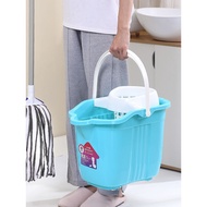 ST/🎫Household Mop Bucket Water Bucket Plastic Rotating Hand Press Twist Water Hand Wash-Free Long Single Barrel with Pul