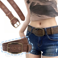 Jeans ,Dress ,Decorative For Women Men -Y2k ,Punk ,Spice Girl,Pu Leather Belts -Brown Metal Buckle W